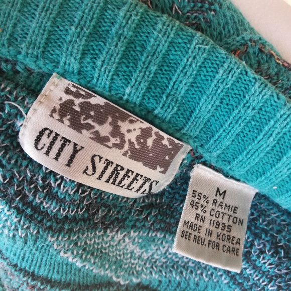 Vintage 90s Turquoise Sweater - Picture 3 of 5